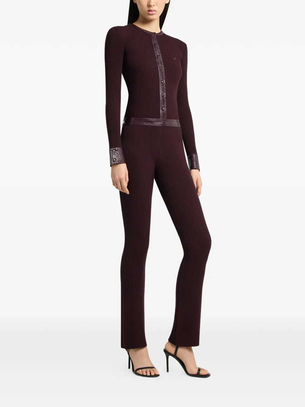 Courreges Women Ribbed Cardigan With Vinyl Trim COURREGES