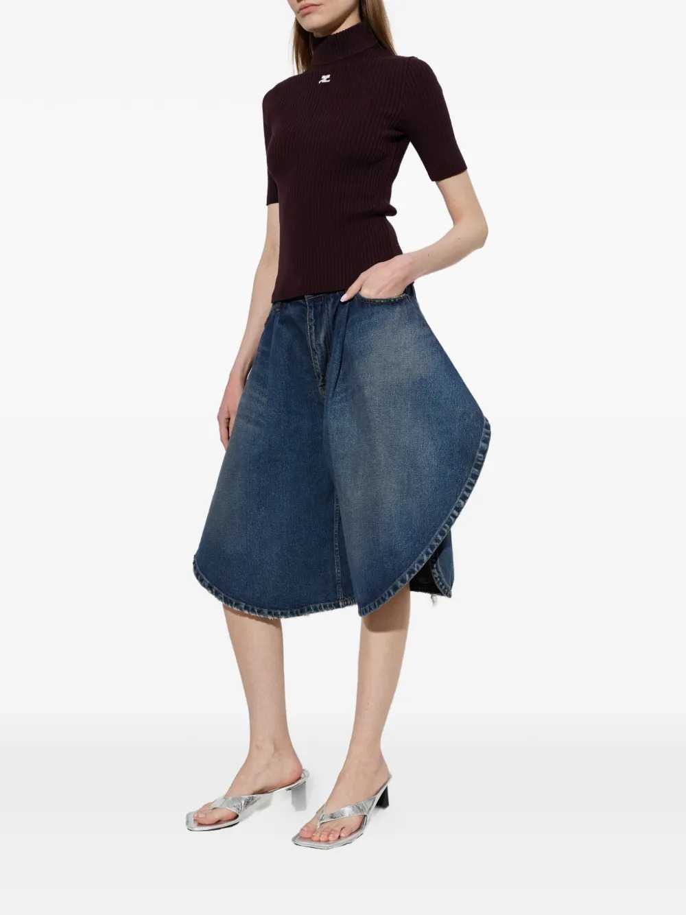 Courreges Women Short-Sleeved Ribbed Sweater COURREGES