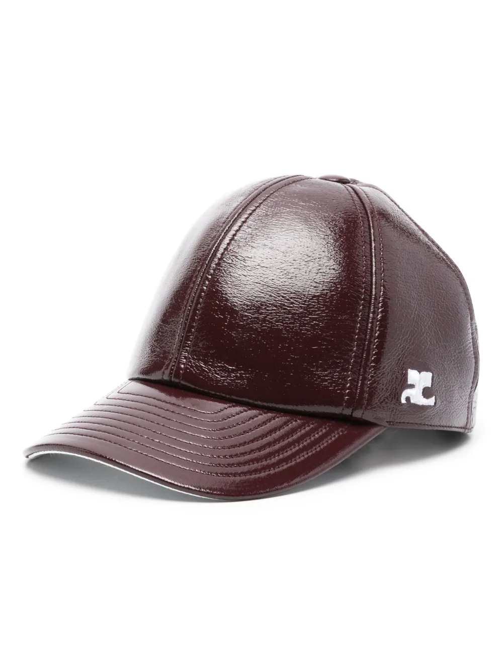 Courreges Women Patent Leather-Effect Cap With Embroidered Logo COURREGES