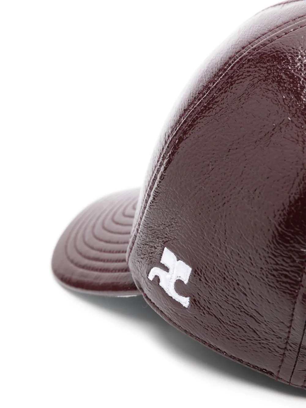 Courreges Women Patent Leather-Effect Cap With Embroidered Logo COURREGES