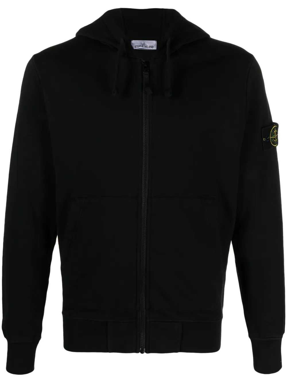 Stone Island Men Zip-Up Hoodie With Brand Logo Patch. STONE ISLAND