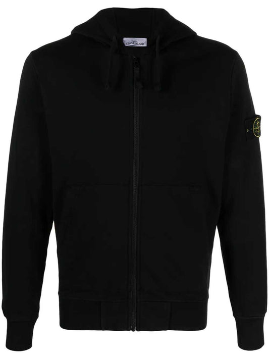 Stone Island Men Zip-Up Hoodie With Brand Logo Patch. STONE ISLAND