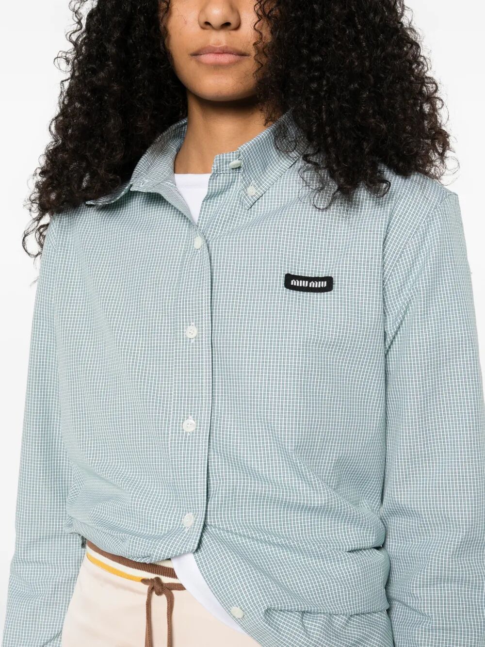 Miu Miu Women Check Pattern Poplin Shirt MIU MIU