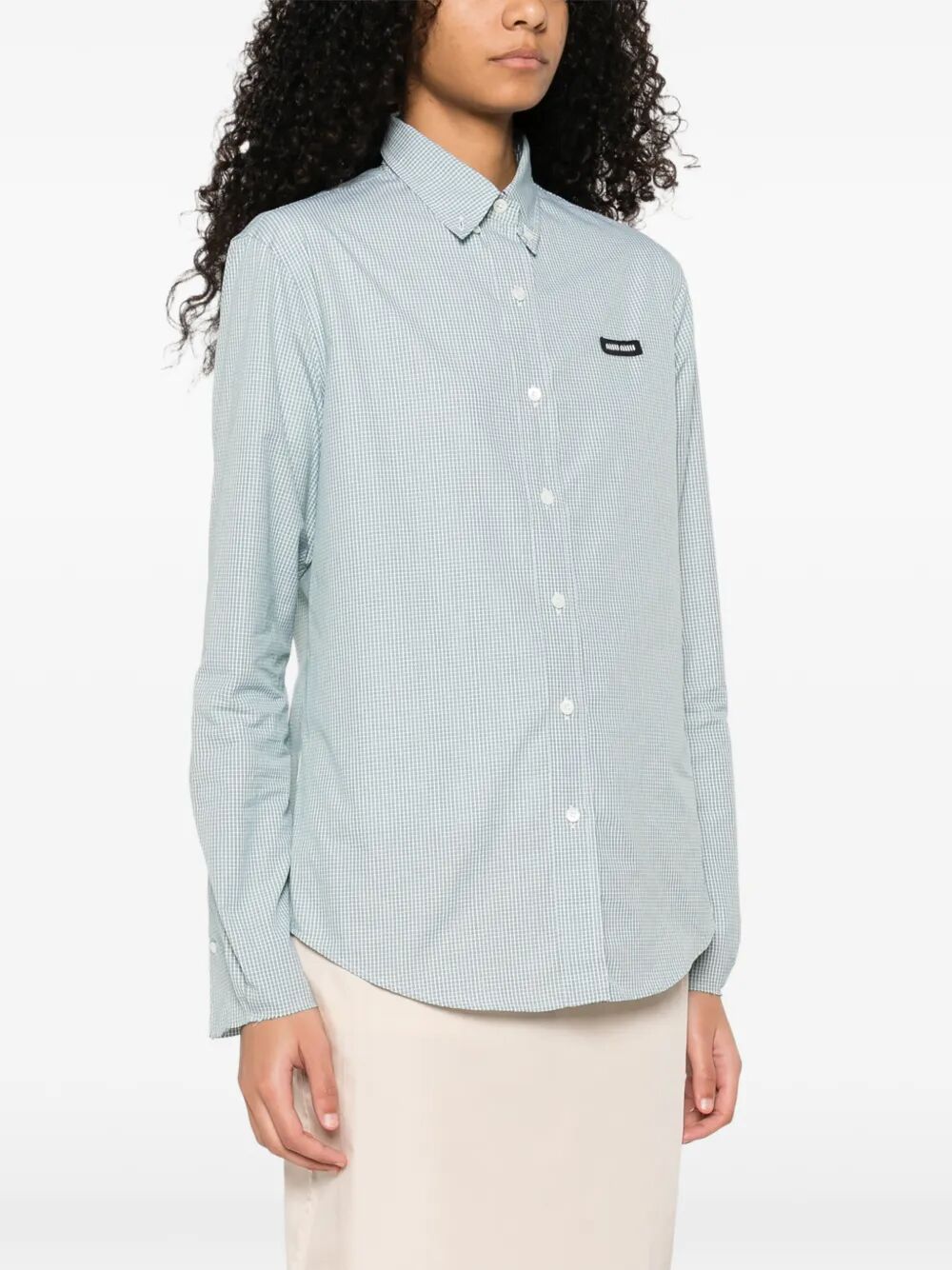 Miu Miu Women Check Pattern Poplin Shirt MIU MIU