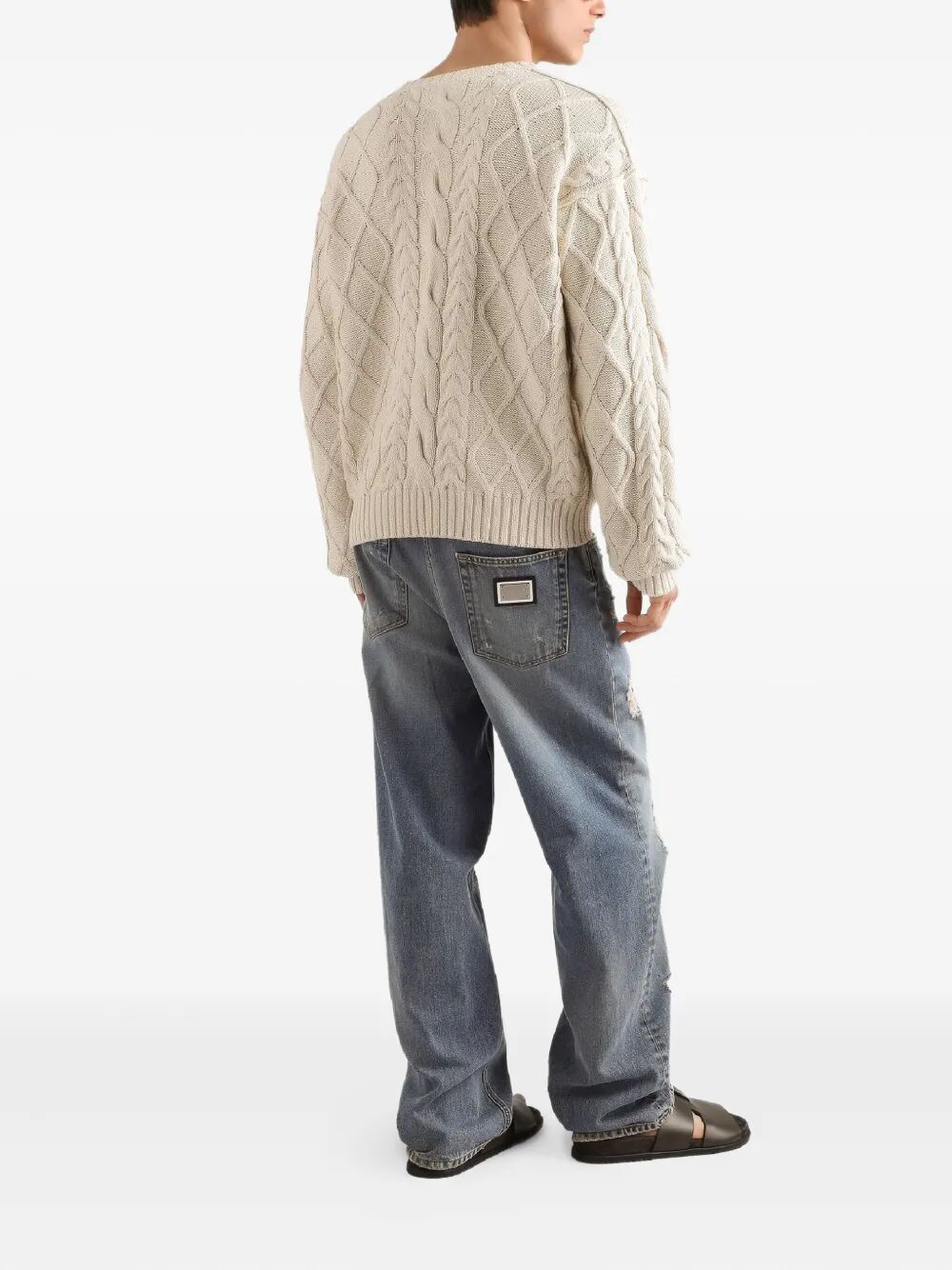 Dolce & Gabbana Men Oversized Pullover With Interwoven Pattern DOLCE & GABBANA