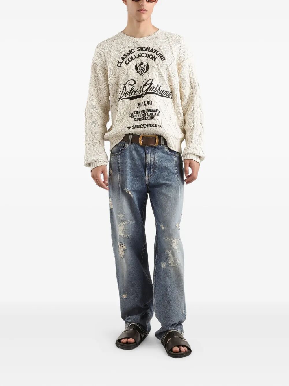 Dolce & Gabbana Men Oversized Pullover With Interwoven Pattern DOLCE & GABBANA