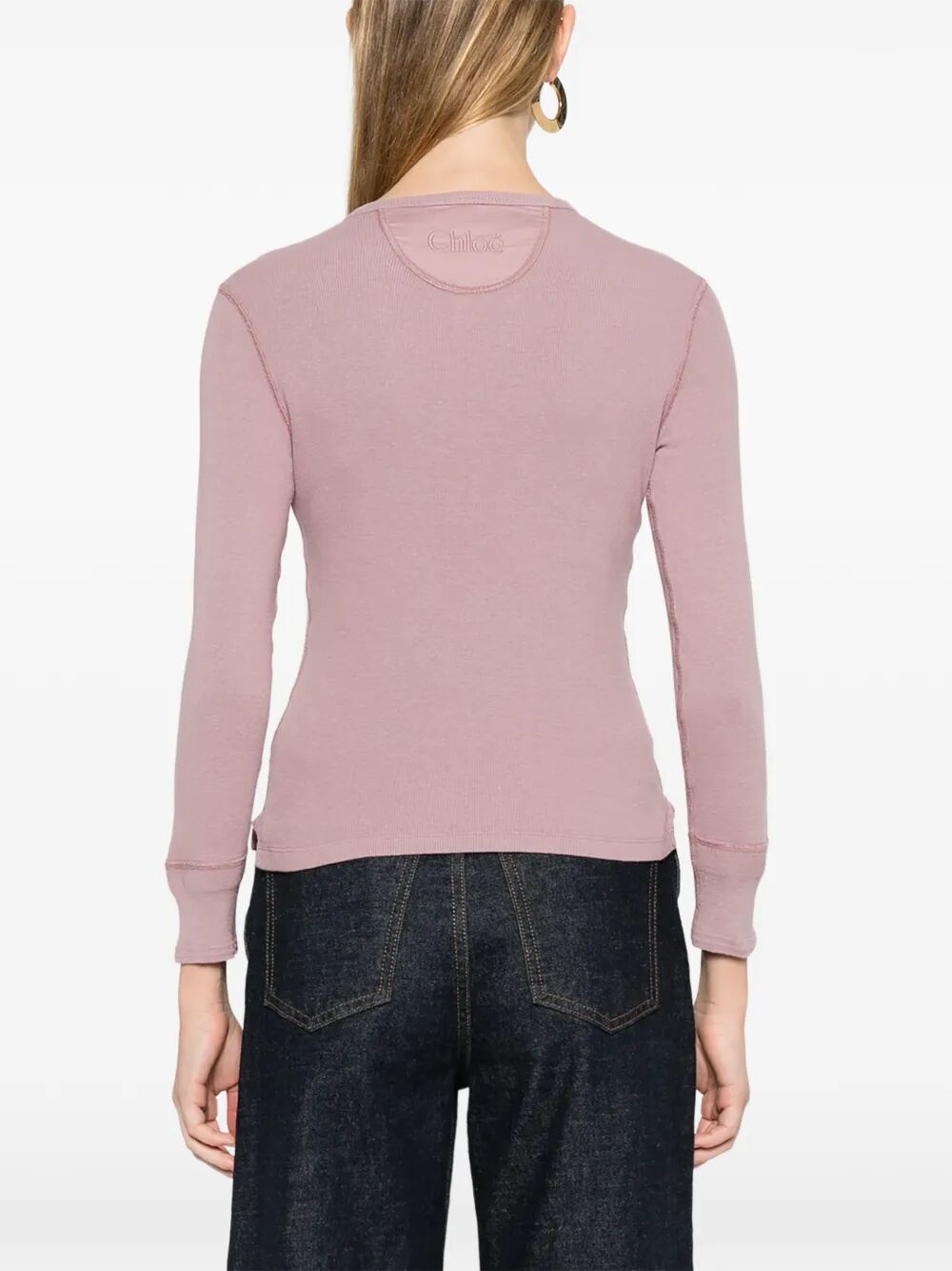 Chloe Women Fitted Henley Cotton Jersey Shirt CHLOE