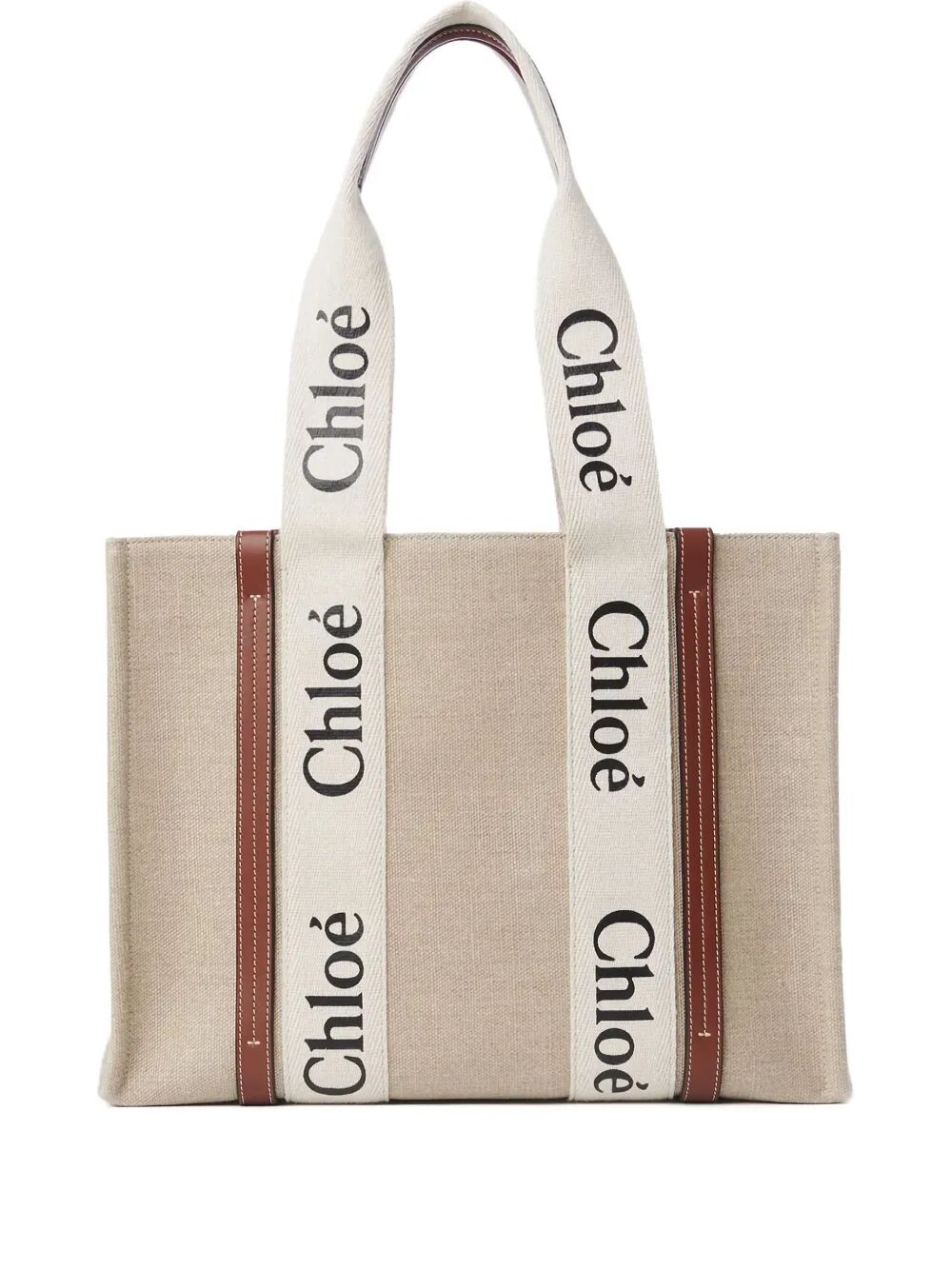 Chloe Women Woody Linen Tote Bag CHLOE