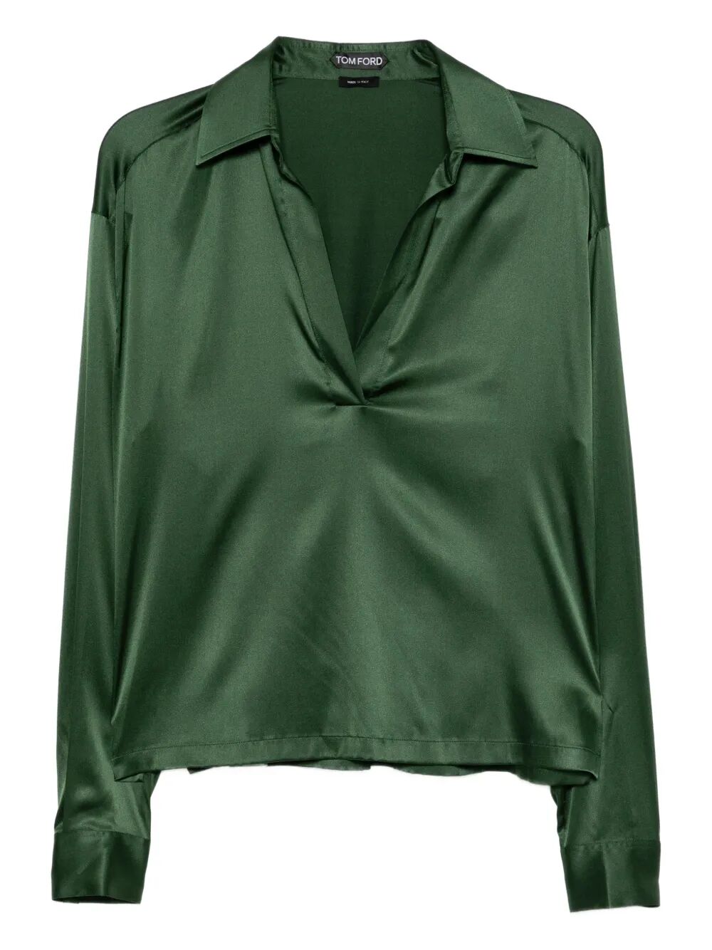 Tom Ford Women Stretch Silk Satin Polo With Tonal Tf Embroidered Logo TOM FORD
