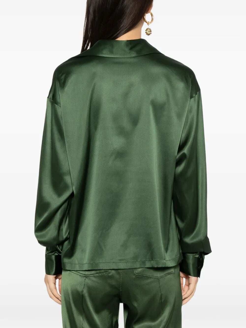 Tom Ford Women Stretch Silk Satin Polo With Tonal Tf Embroidered Logo TOM FORD
