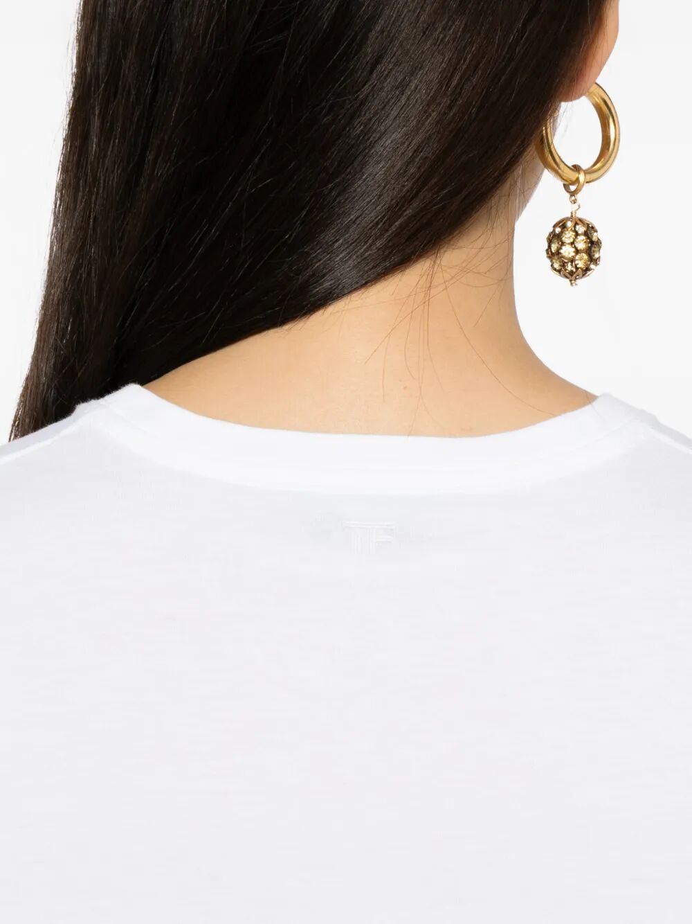 Tom Ford Women Cotton T-Shirt With Tf Logo Embroidery TOM FORD