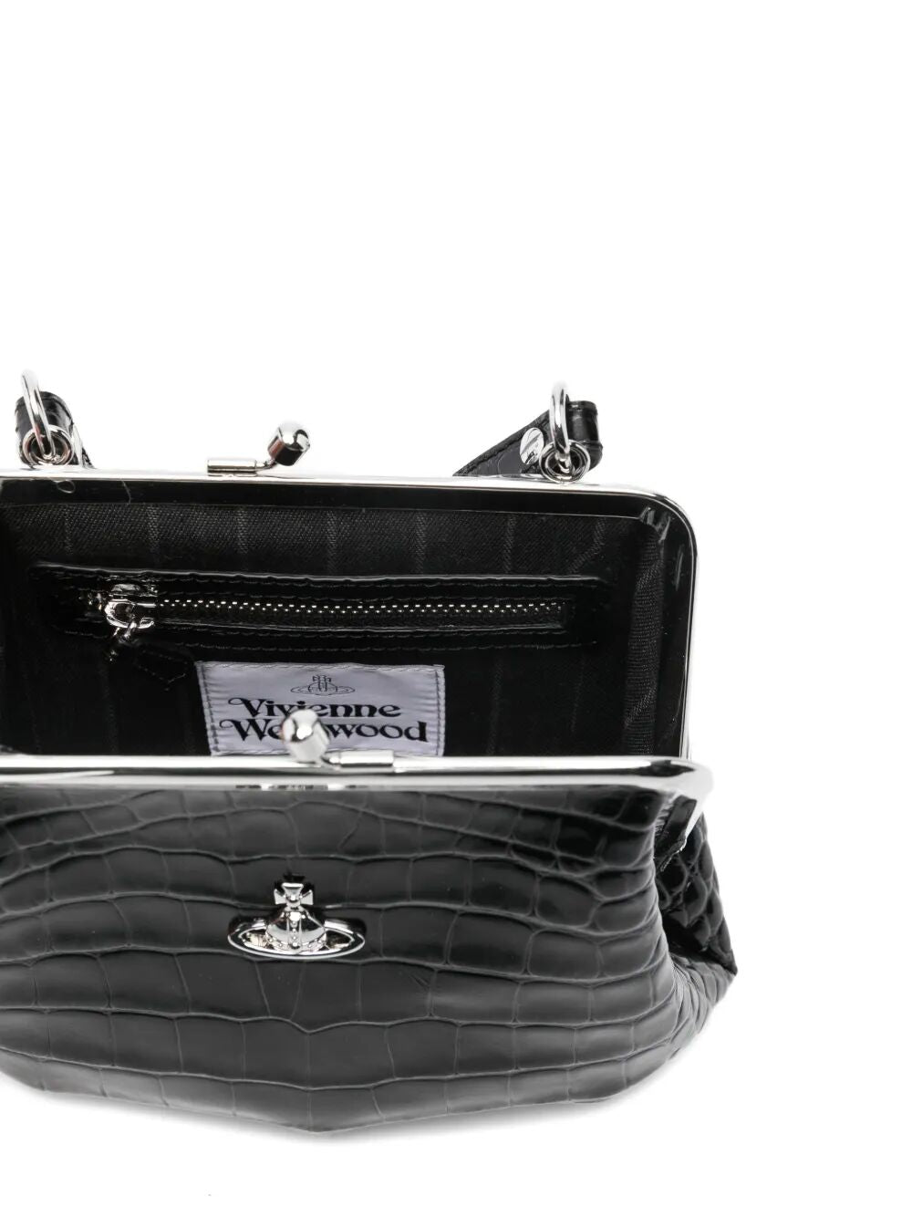 Vivienne Westwood Women Crocodile-Effect Granny Frame Purse With Chain VIVIENNE WESTWOOD