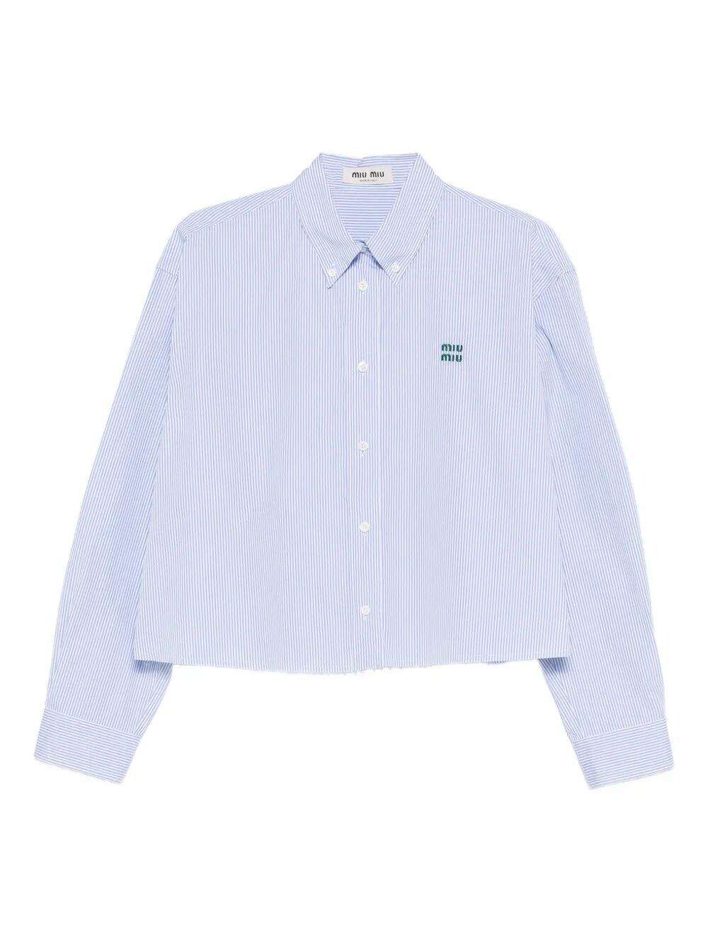 Miu Miu Women Striped Cropped Cotton Shirt MIU MIU