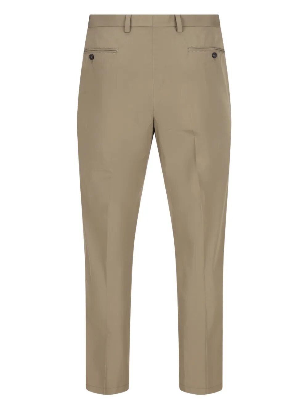 Prada Men Pleated Cotton Trousers With Charm PRADA