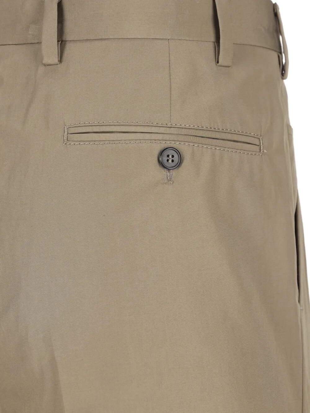 Prada Men Pleated Cotton Trousers With Charm PRADA