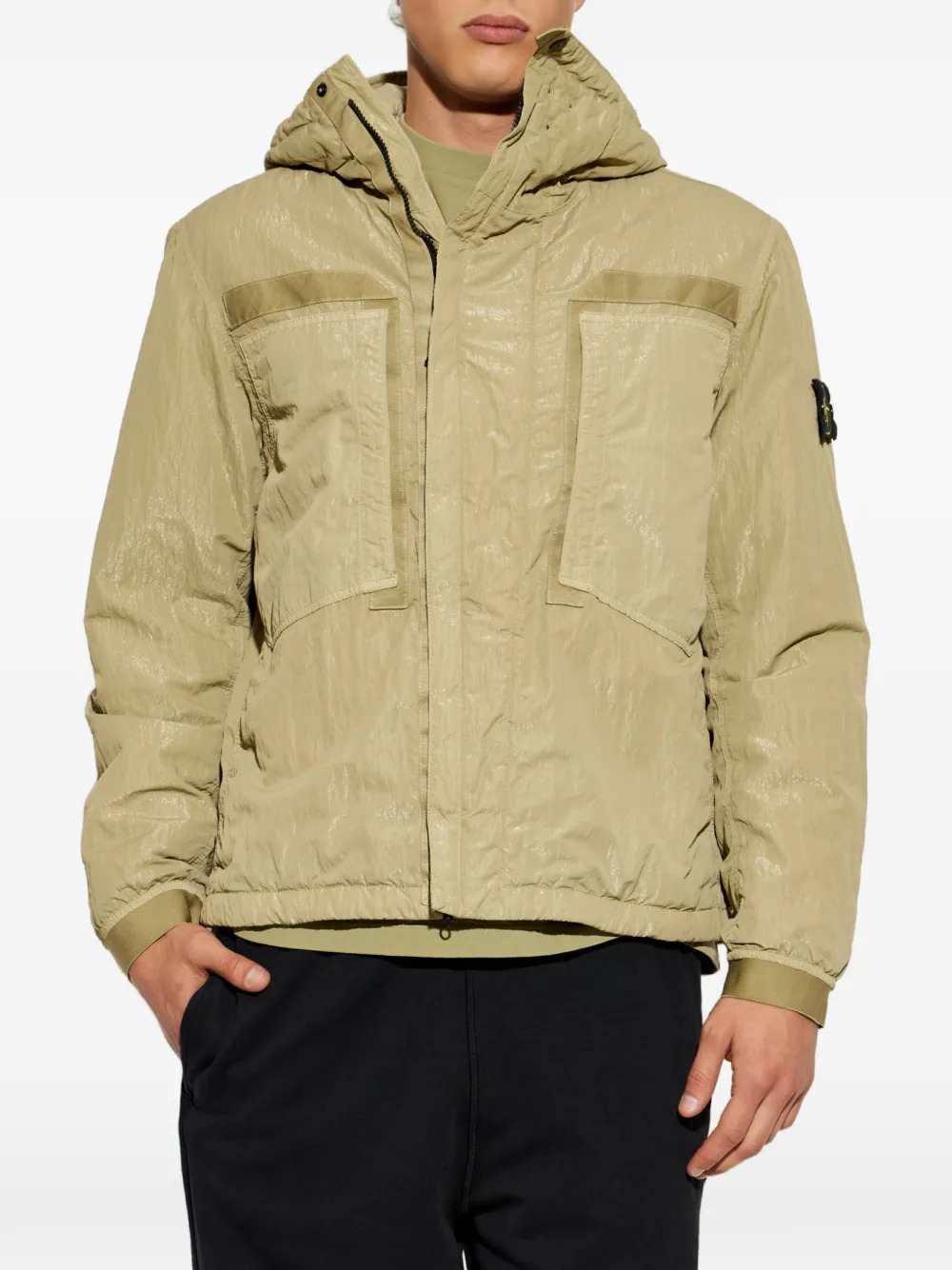 Stone Island Men Hooded Jacket With Brand Logo Patch STONE ISLAND