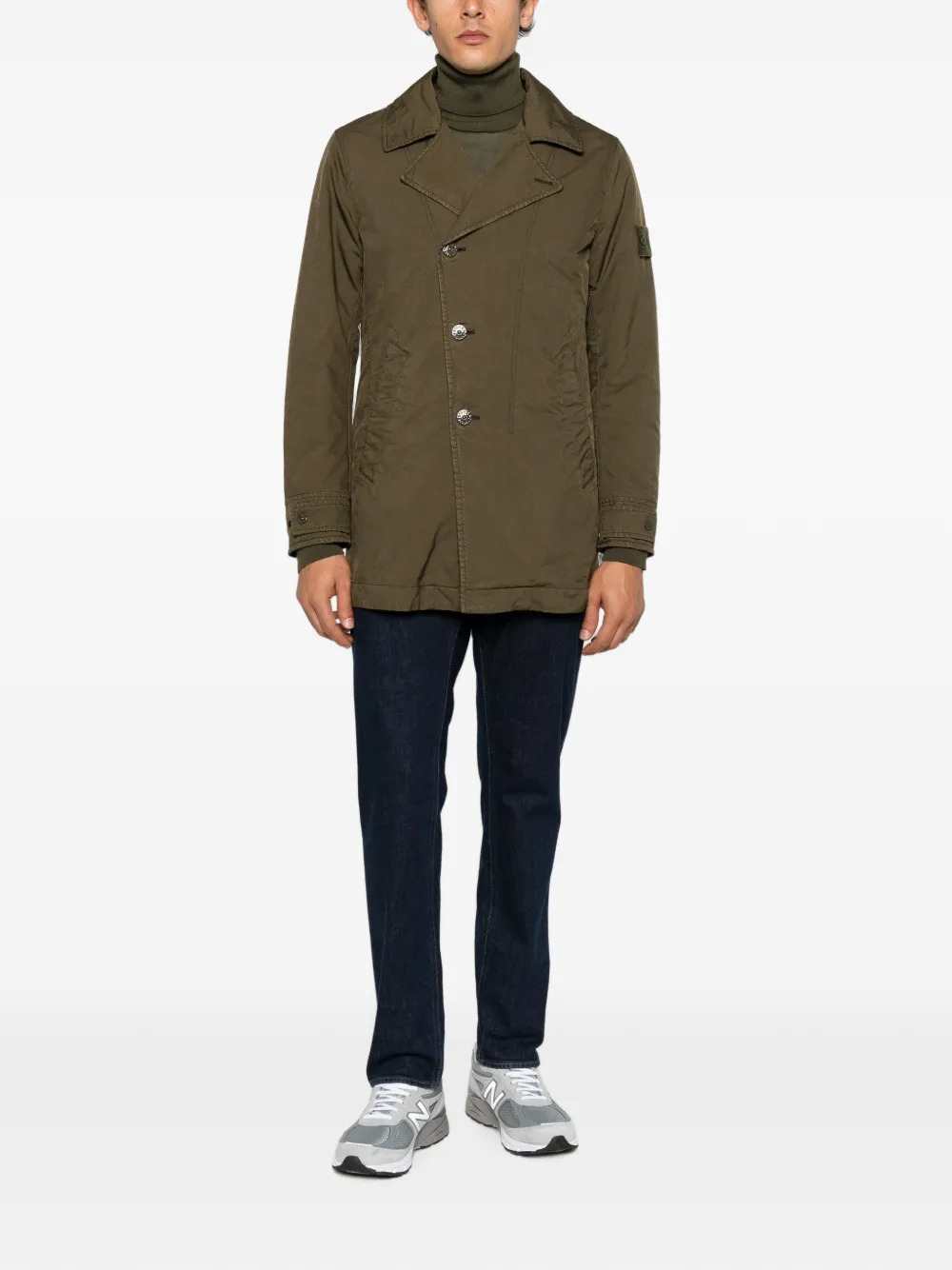 Stone Island Men Ghost Coat With Logo Appliqué STONE ISLAND