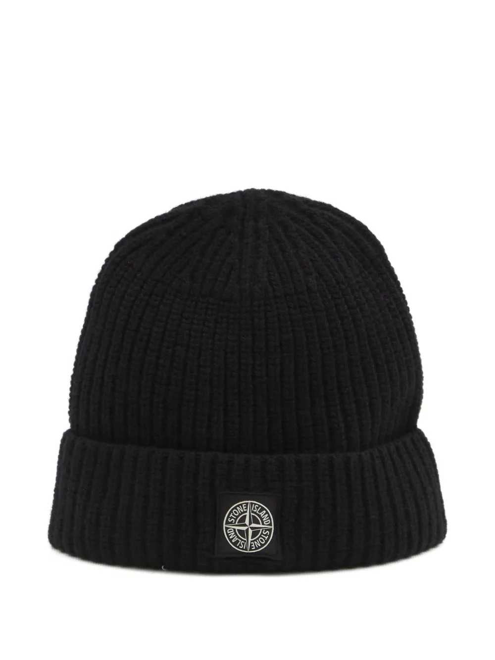 Stone Island Men Ribbed Knit Beanie With Logo STONE ISLAND