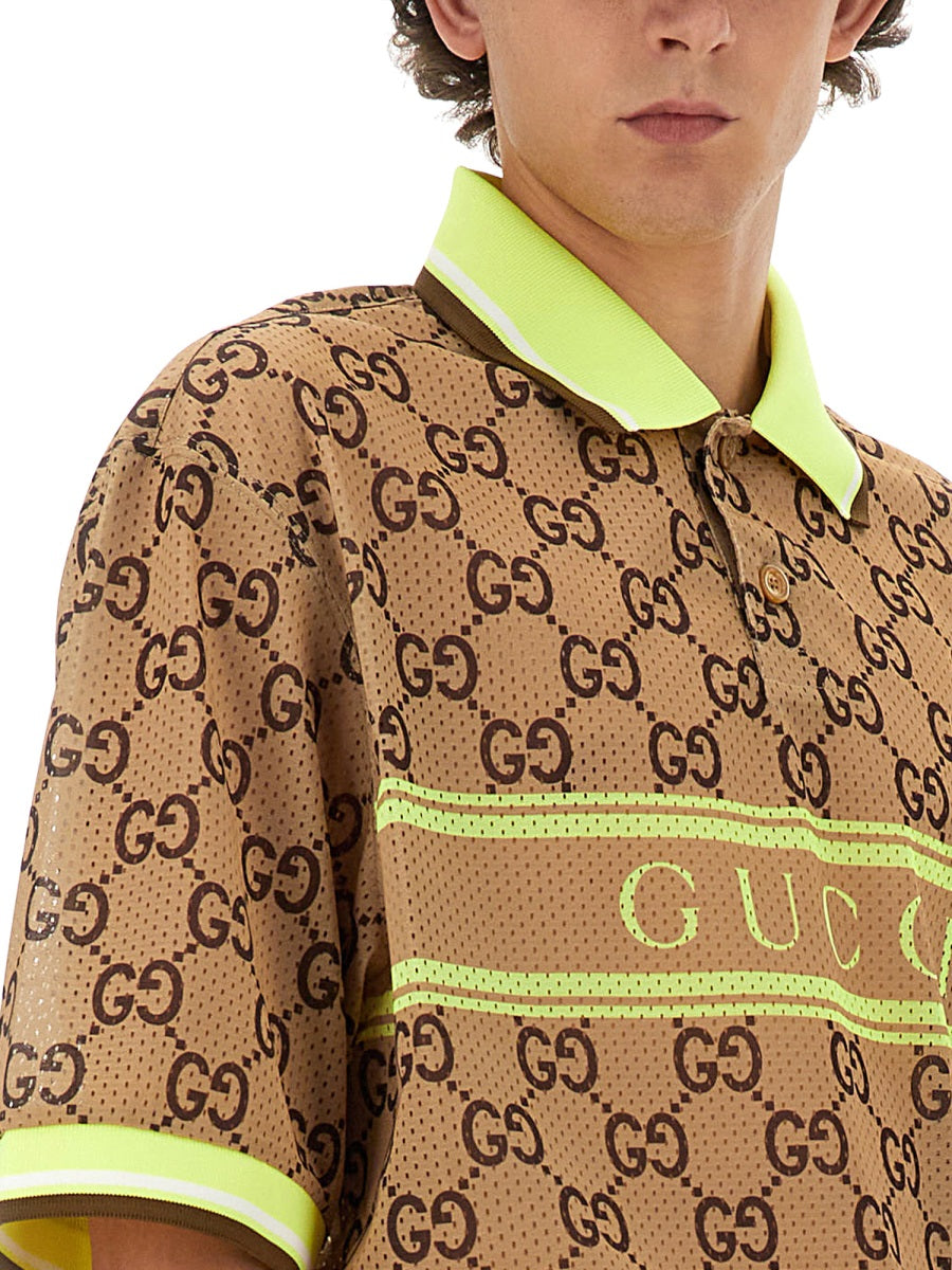 Gucci Men Gg Print Polo Shirt GUCCI