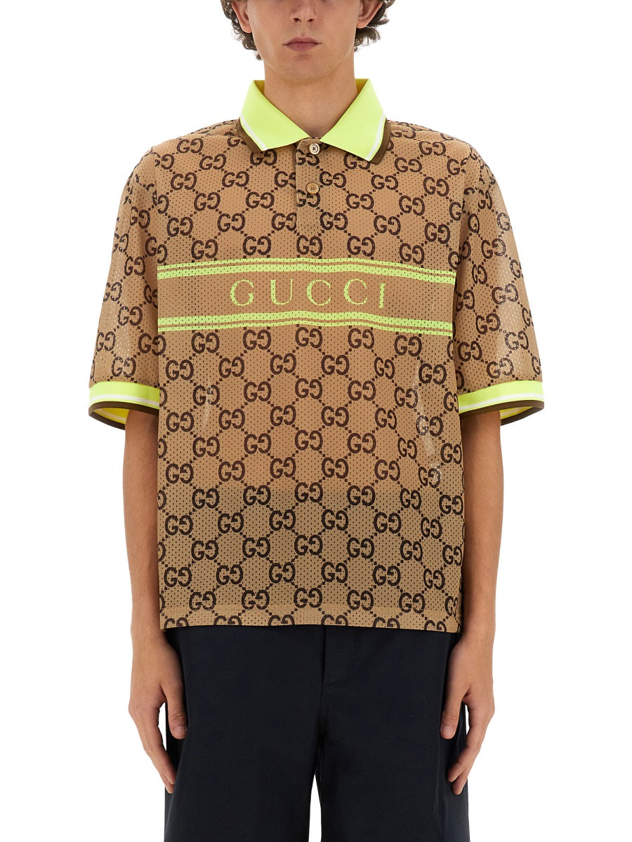 Gucci Men Gg Print Polo Shirt GUCCI