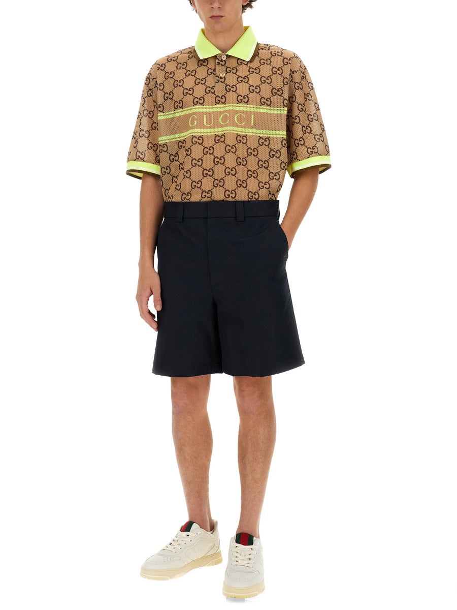 Gucci Men Gg Print Polo Shirt GUCCI