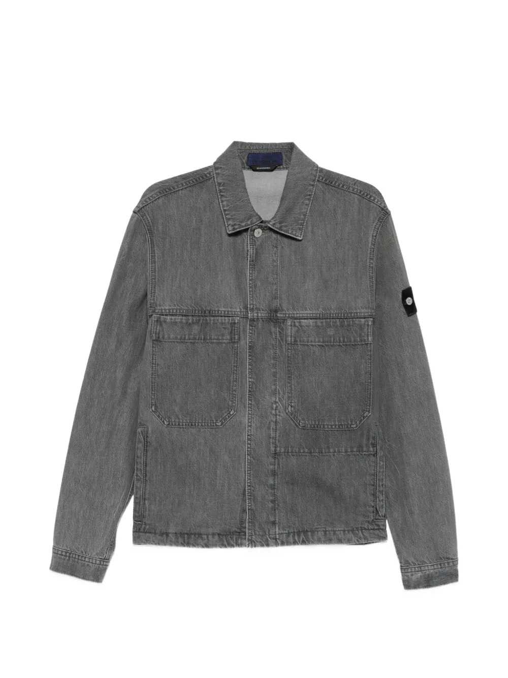 Stone Island Men Denim Jacket With Logo Patch STONE ISLAND