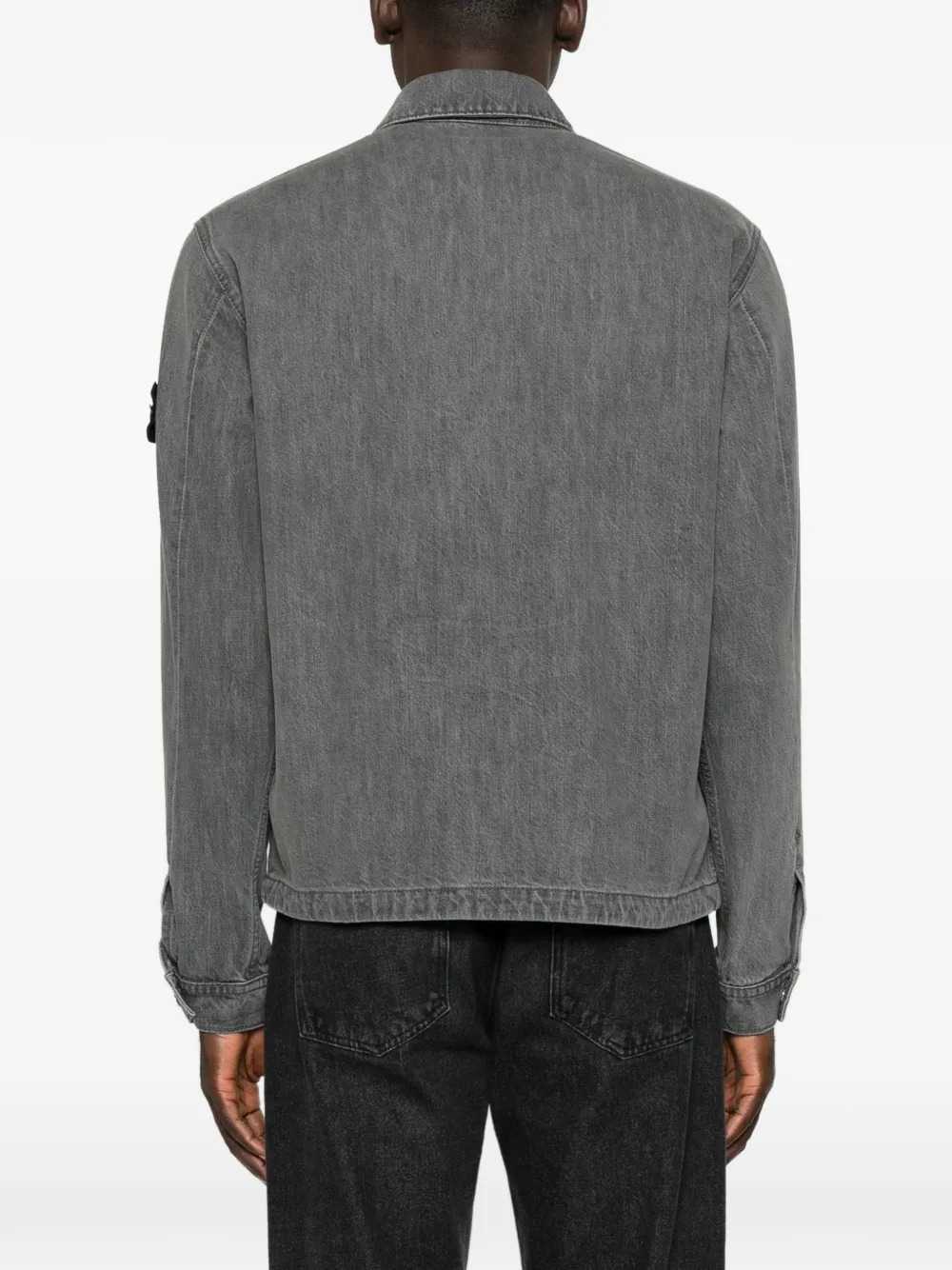 Stone Island Men Denim Jacket With Logo Patch STONE ISLAND