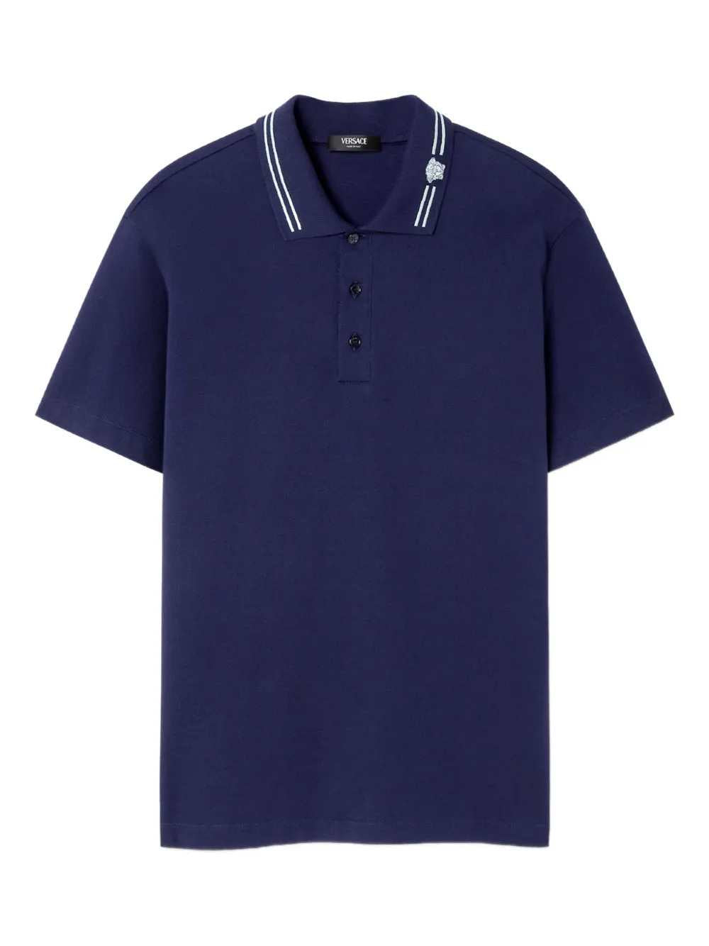 Versace Men Embroidered Cotton Polo Shirt VERSACE