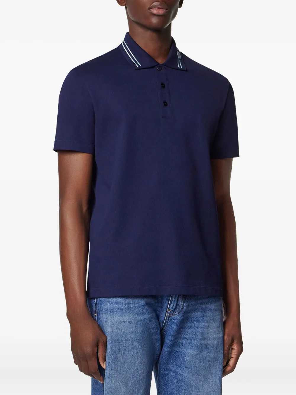 Versace Men Embroidered Cotton Polo Shirt VERSACE
