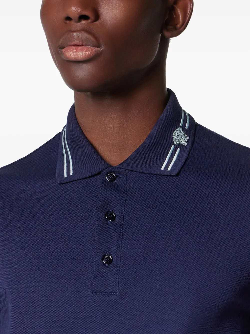 Versace Men Embroidered Cotton Polo Shirt VERSACE