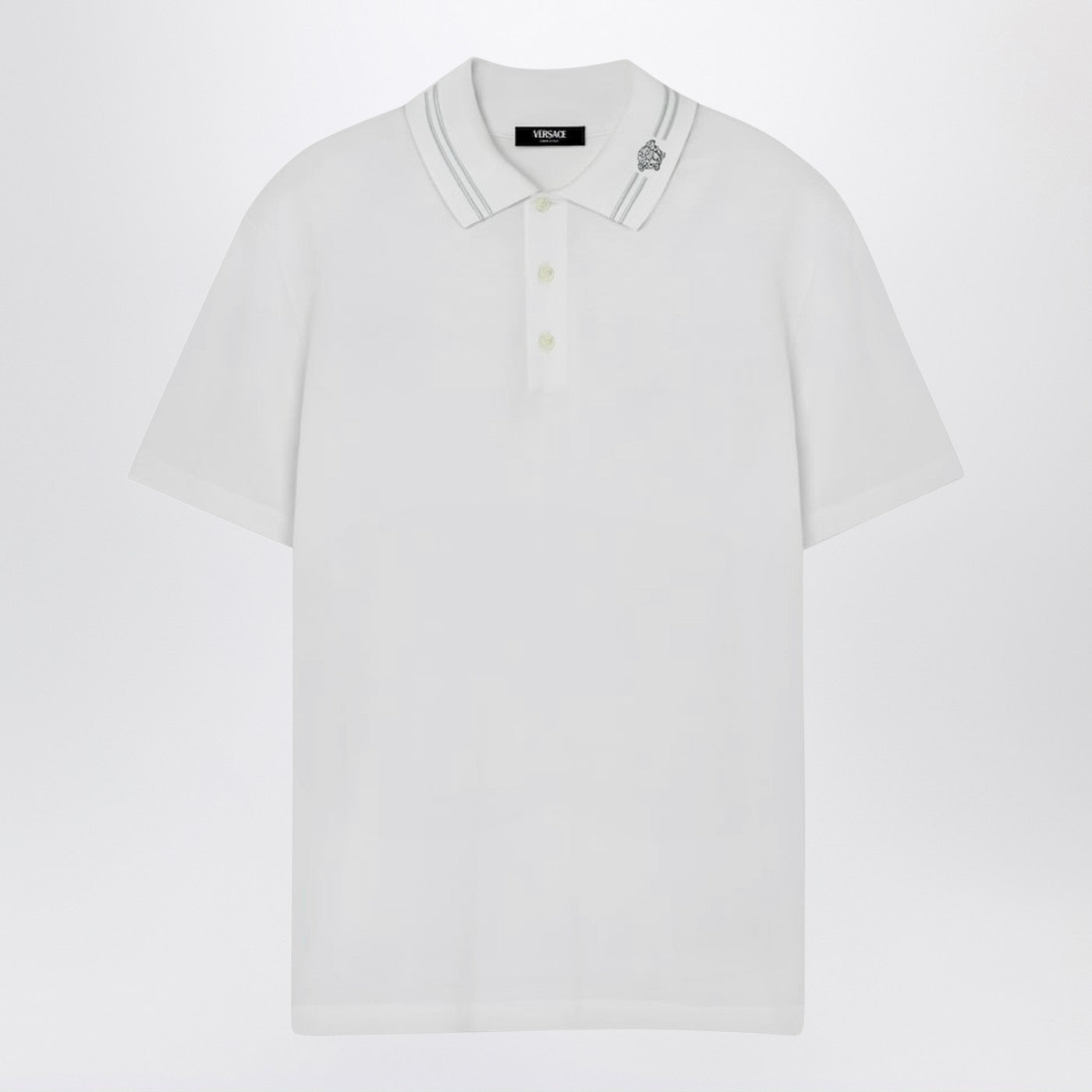 Versace White Polo Shirt With Medusa Embroidery Men VERSACE