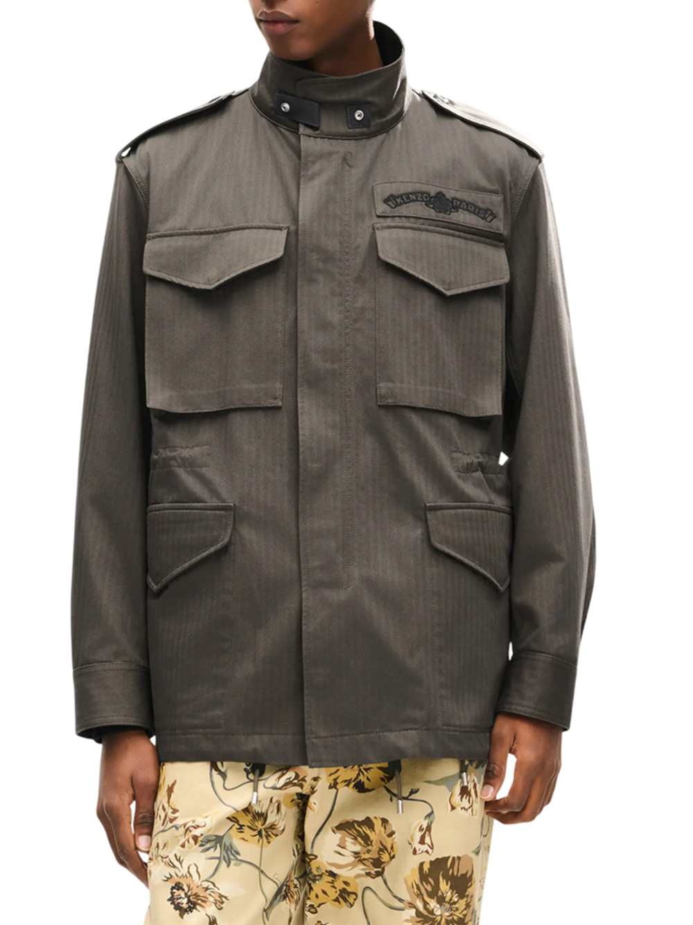 Kenzo Men `Kenzo Paris Emblem` Cotton Herringbone Military Jacket KENZO