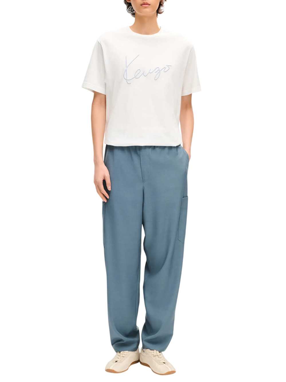 Kenzo Men `Kenzo Signature` Embroidered Cotton T-Shirt KENZO