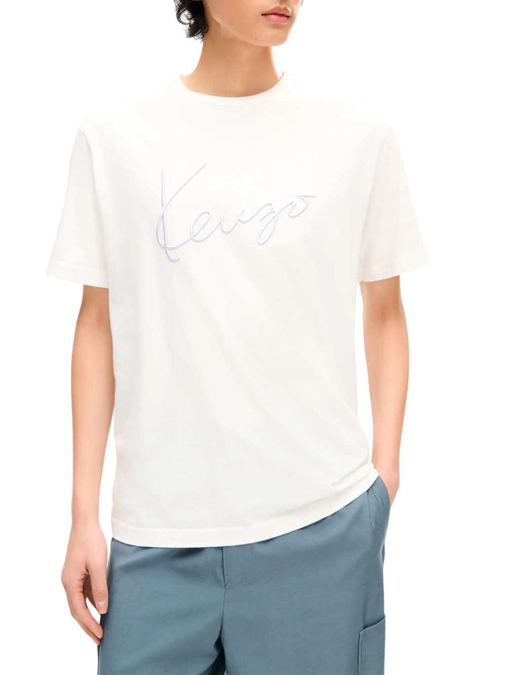 Kenzo Men `Kenzo Signature` Embroidered Cotton T-Shirt KENZO