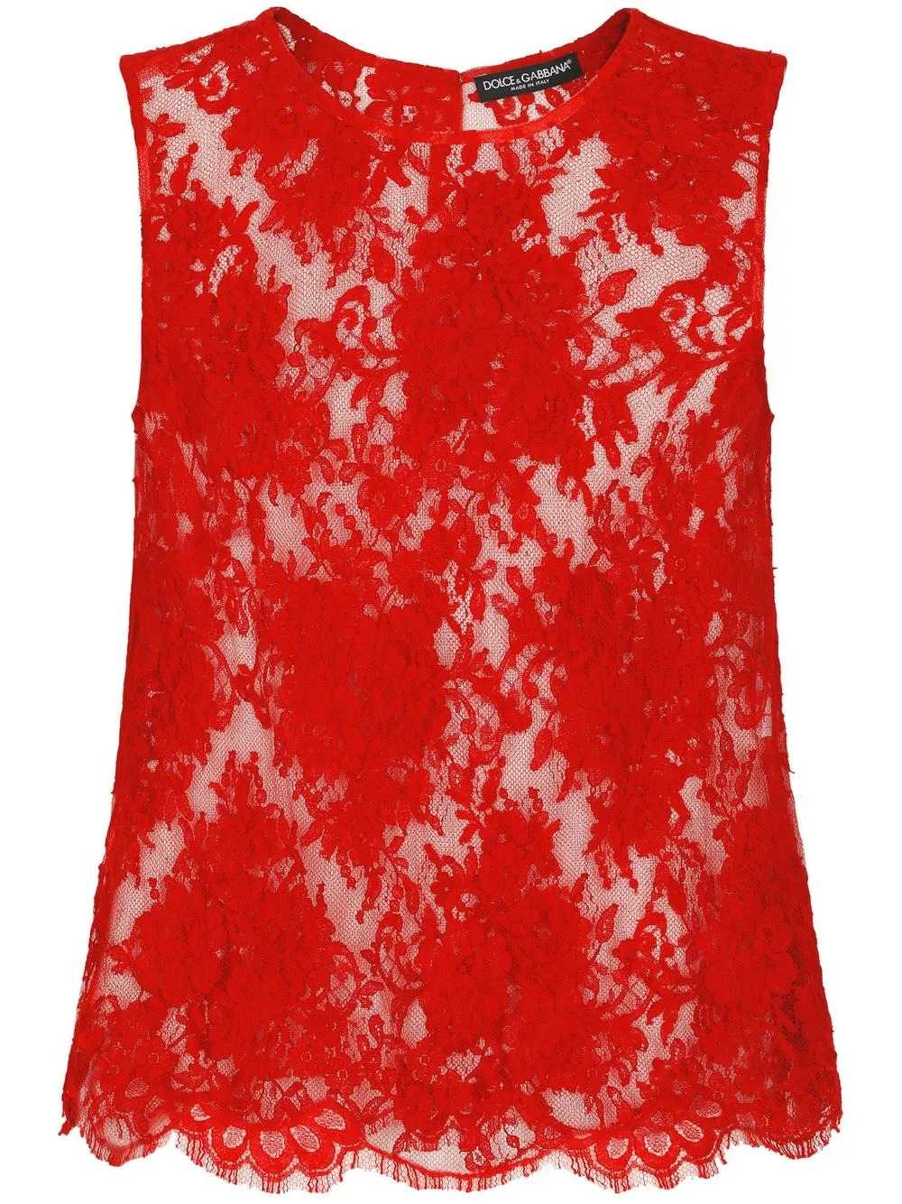Dolce & Gabbana Women Chantilly Lace Sleeveless Top DOLCE & GABBANA
