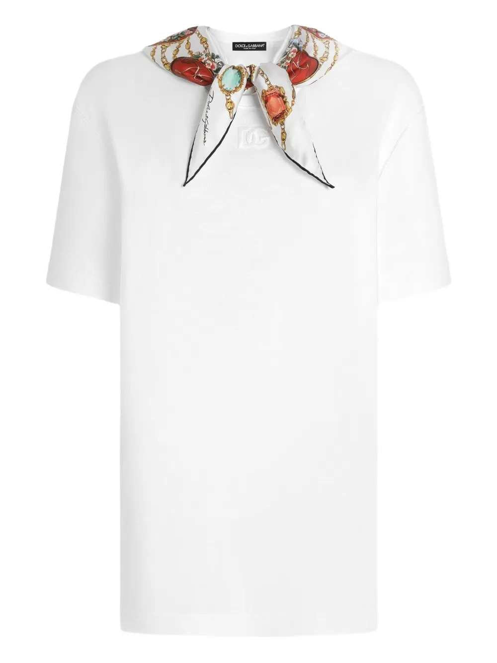Dolce & Gabbana Women T-Shirt With Scarf Detail And Logo DOLCE & GABBANA