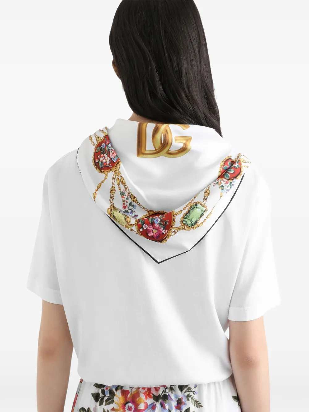 Dolce & Gabbana Women T-Shirt With Scarf Detail And Logo DOLCE & GABBANA
