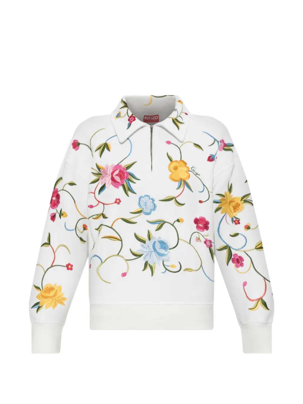Kenzo Women Quarter-Zip Sweatshirt With Floral Embroidery KENZO