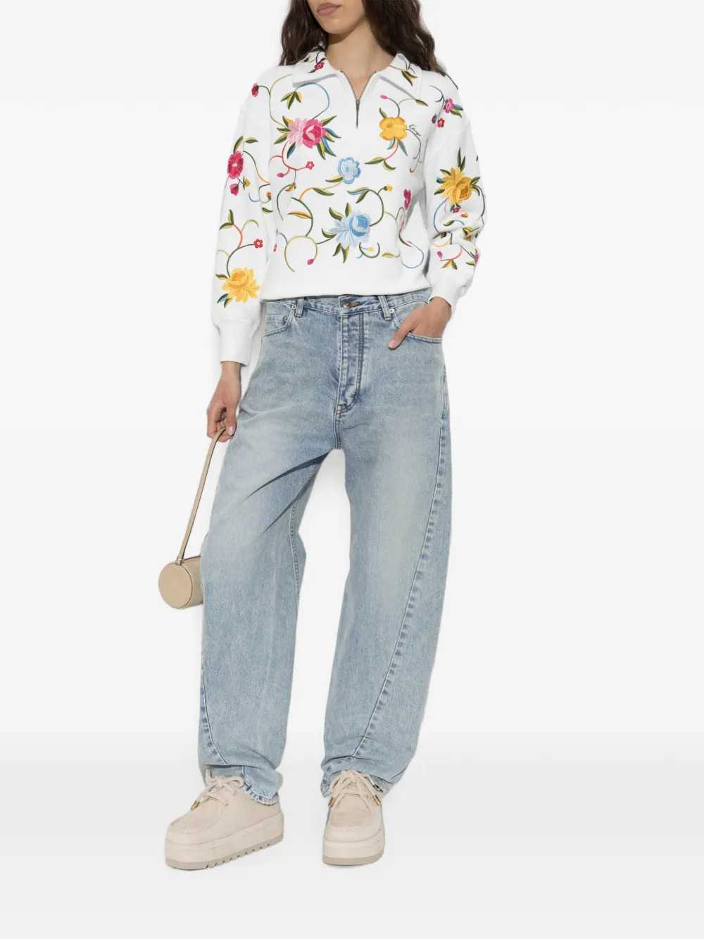 Kenzo Women Quarter-Zip Sweatshirt With Floral Embroidery KENZO