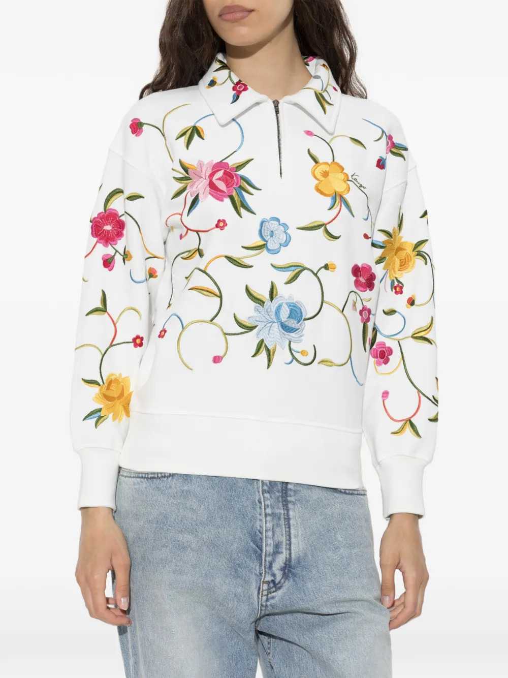 Kenzo Women Quarter-Zip Sweatshirt With Floral Embroidery KENZO