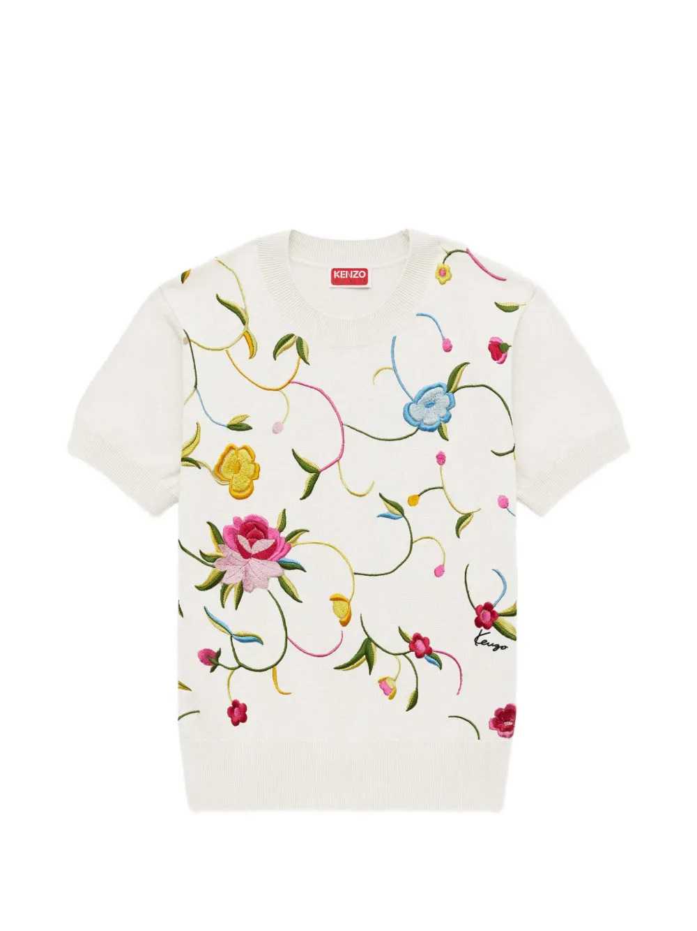 Kenzo Women Short-Sleeved Sweater With Floral Motif KENZO