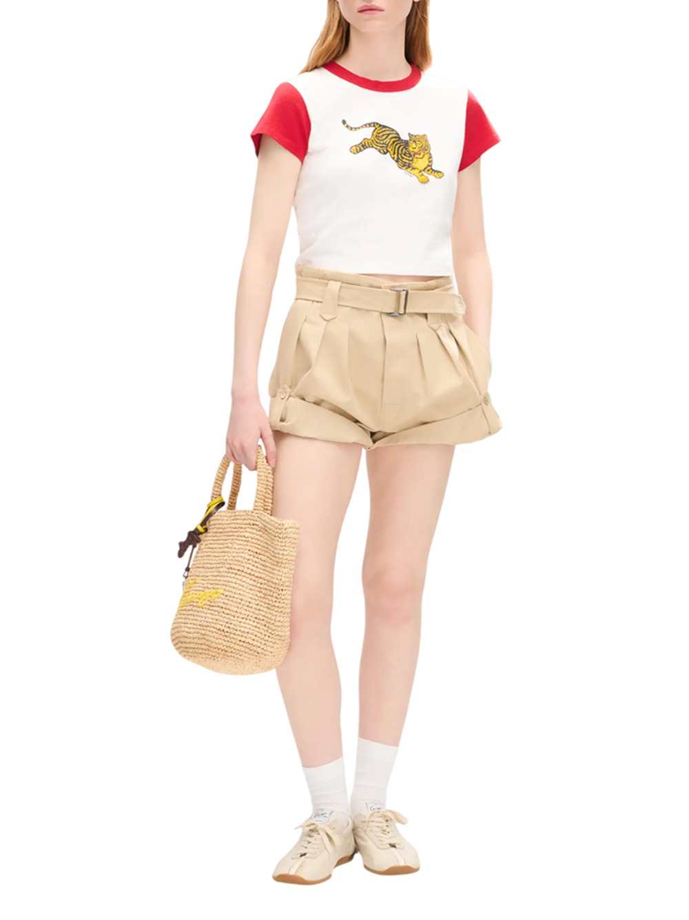 Kenzo Women `Kenzo Jumping Tiger` Cotton Cropped T-Shirt KENZO