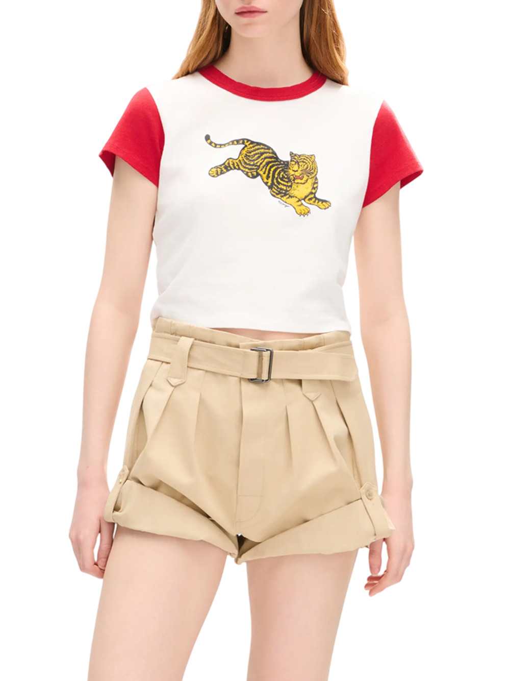 Kenzo Women `Kenzo Jumping Tiger` Cotton Cropped T-Shirt KENZO