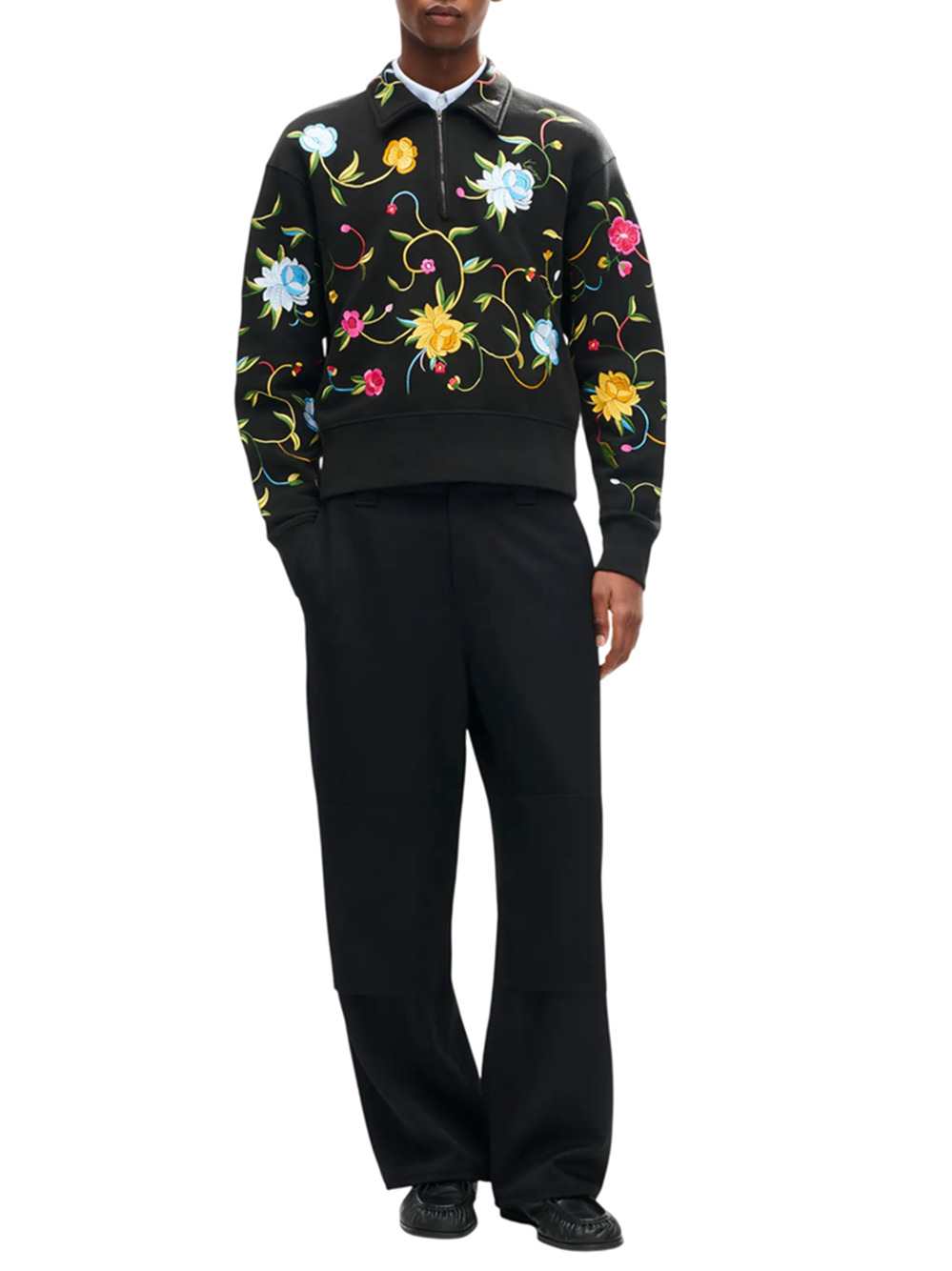 Kenzo Men `Kenzo Wildflower` Embroidered Half-Zip Cotton Sweatshirt KENZO