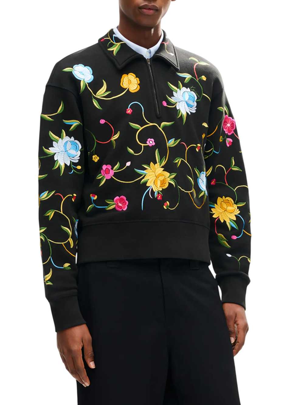Kenzo Men `Kenzo Wildflower` Embroidered Half-Zip Cotton Sweatshirt KENZO