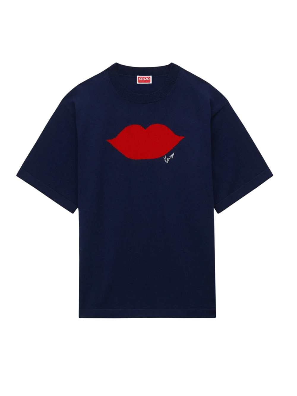 Kenzo Unisex Short-Sleeved Sweater With Lip Intarsio KENZO