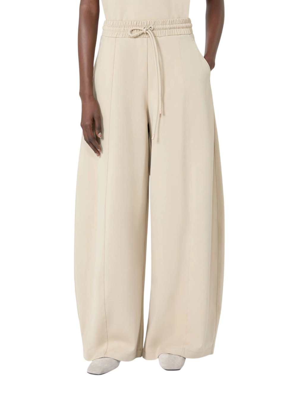 Max Mara Women Technical Cotton Jersey Barrel-Leg Trousers - Rock MAX MARA