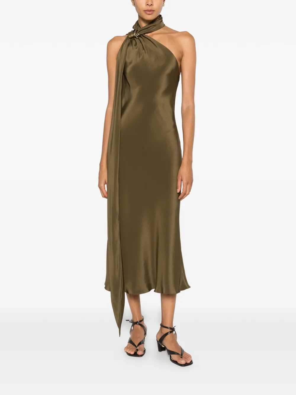 Max Mara Women Evasto One-Shoulder Silk Midi Dress With Metallic Details MAX MARA