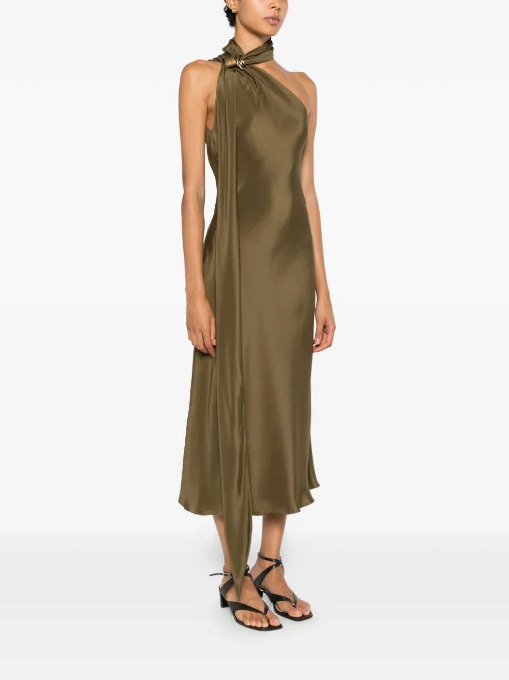 Max Mara Women Evasto One-Shoulder Silk Midi Dress With Metallic Details MAX MARA