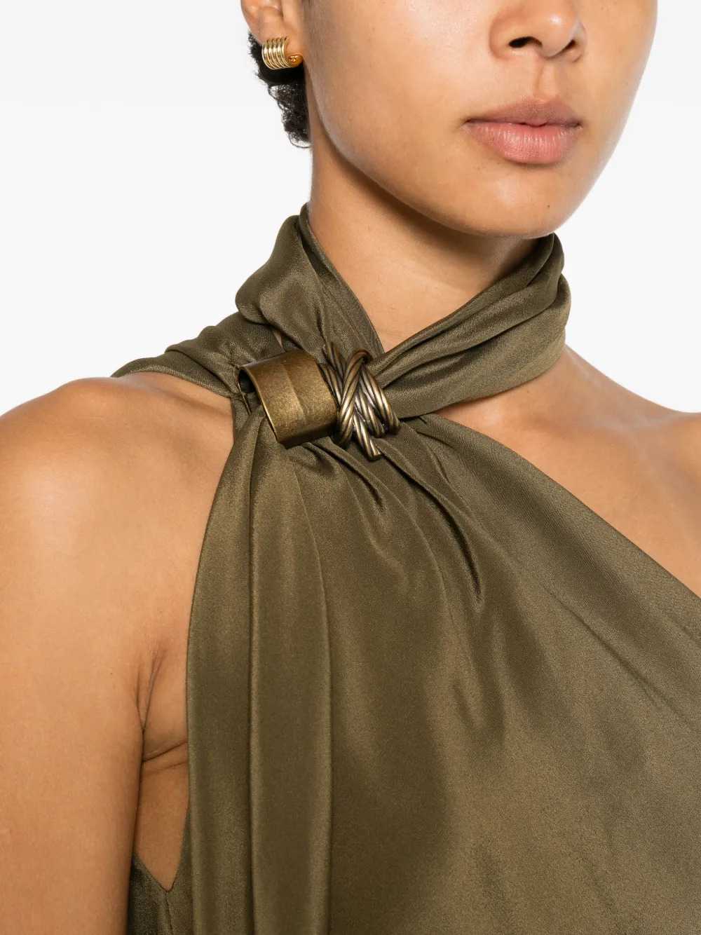 Max Mara Women Evasto One-Shoulder Silk Midi Dress With Metallic Details MAX MARA